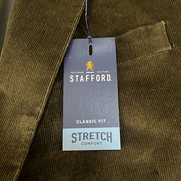 Men's Stafford Corduroy Olive Sport Coat Size 40 SH NWT - Picture 4 of 9